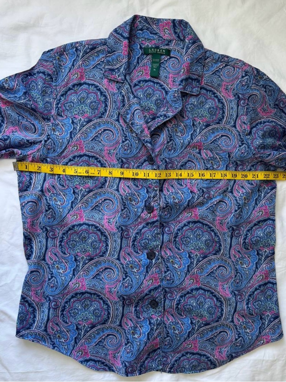 Ralph Lauren Pajamas 2-Piece Set Womens SZ XL Paisley Navy Pink EUC - Picture 6 of 13